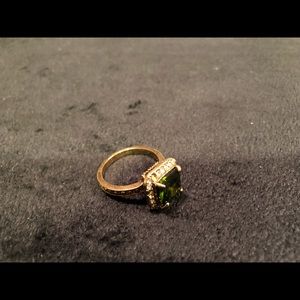 Rose gold green gemstone princess ring size 10